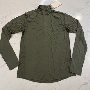 Icebreaker NEW 150 Zone Long Sleeve Half Zip Mens Large Merino Blend Top Green